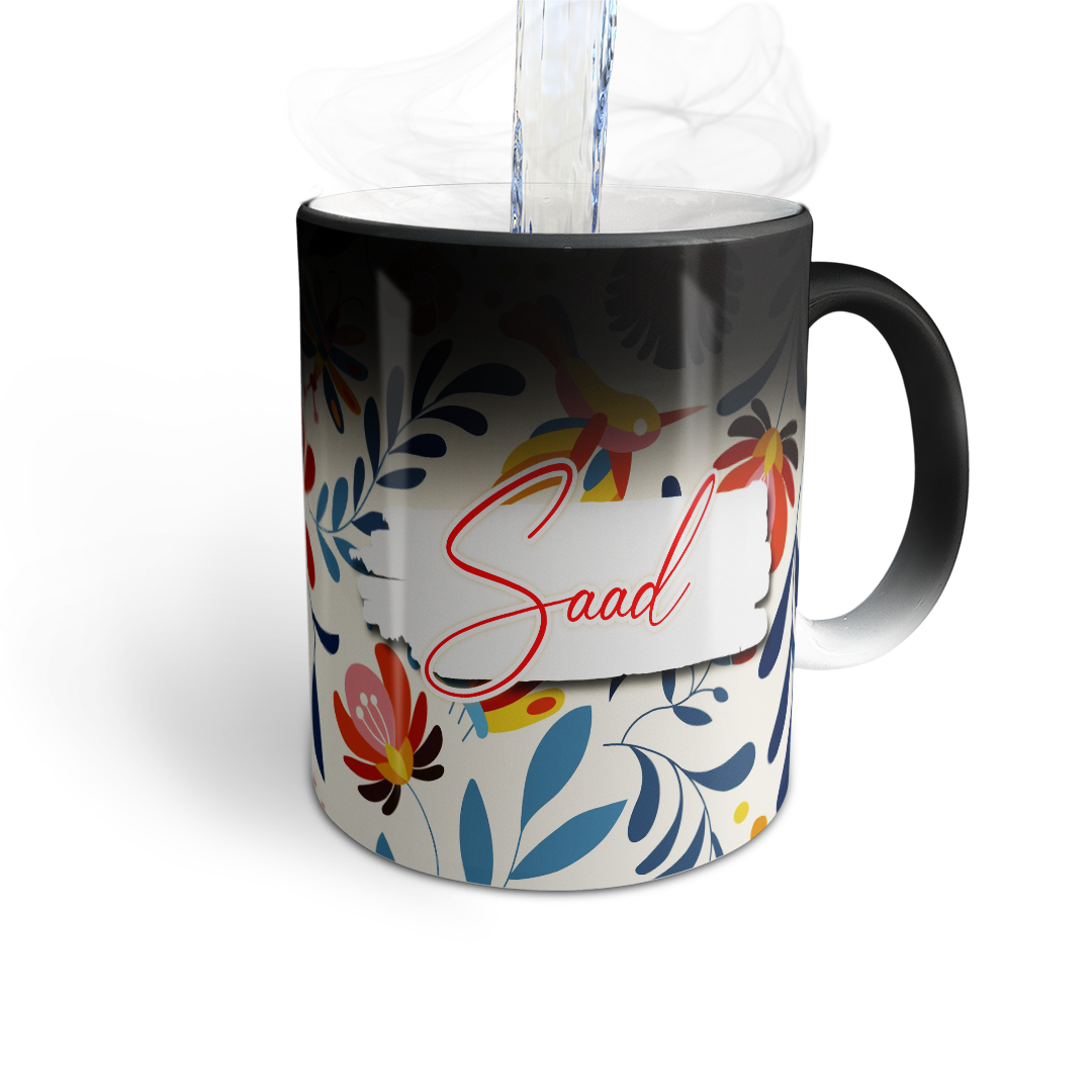 Custom Name Floral Mug – Tropical Garden Theme