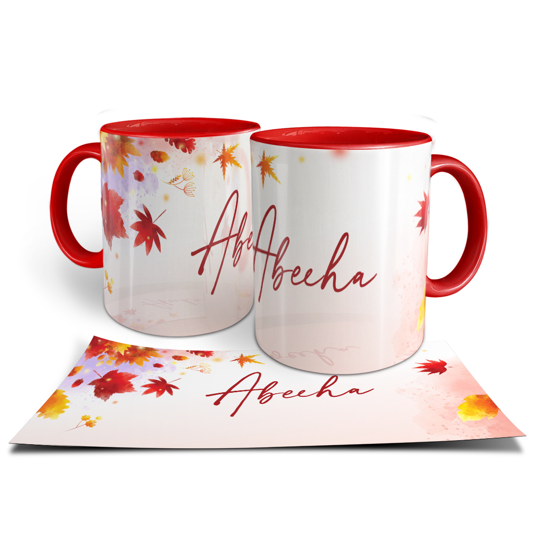 Descriptive Image of Abeeha Personalized Floral Name Mug