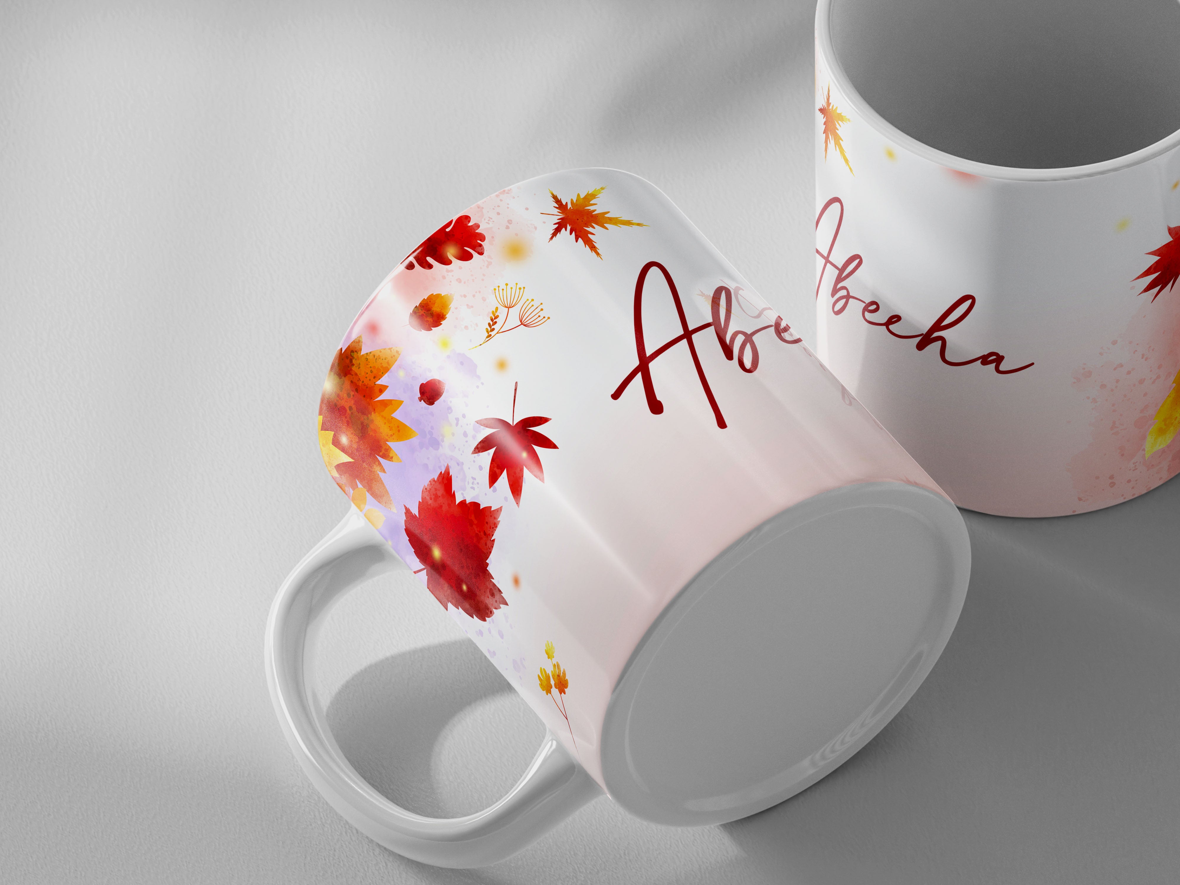 Descriptive Image of Abeeha Personalized Floral Name Mug