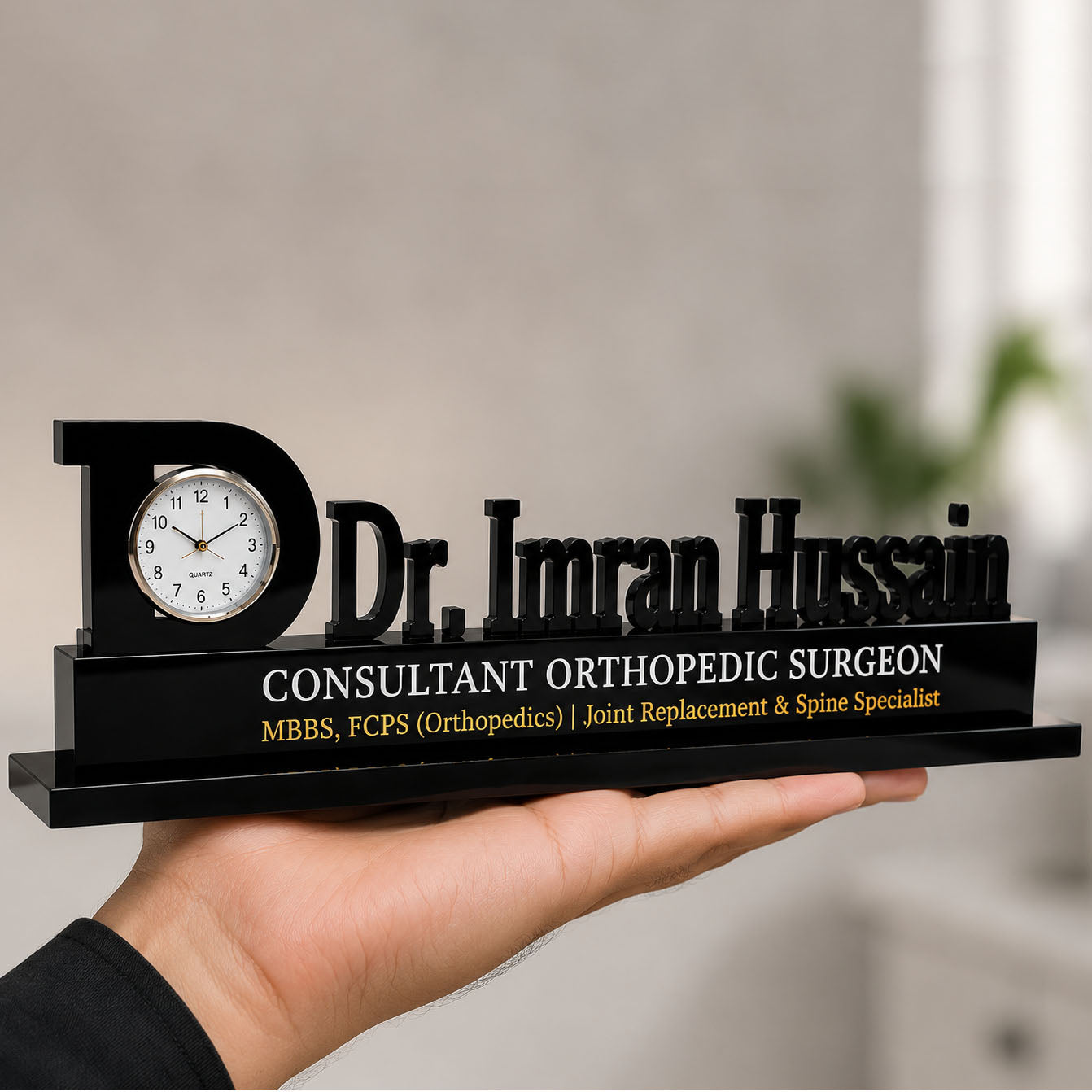 Descriptive Image of Doctor Name Table Clock -2