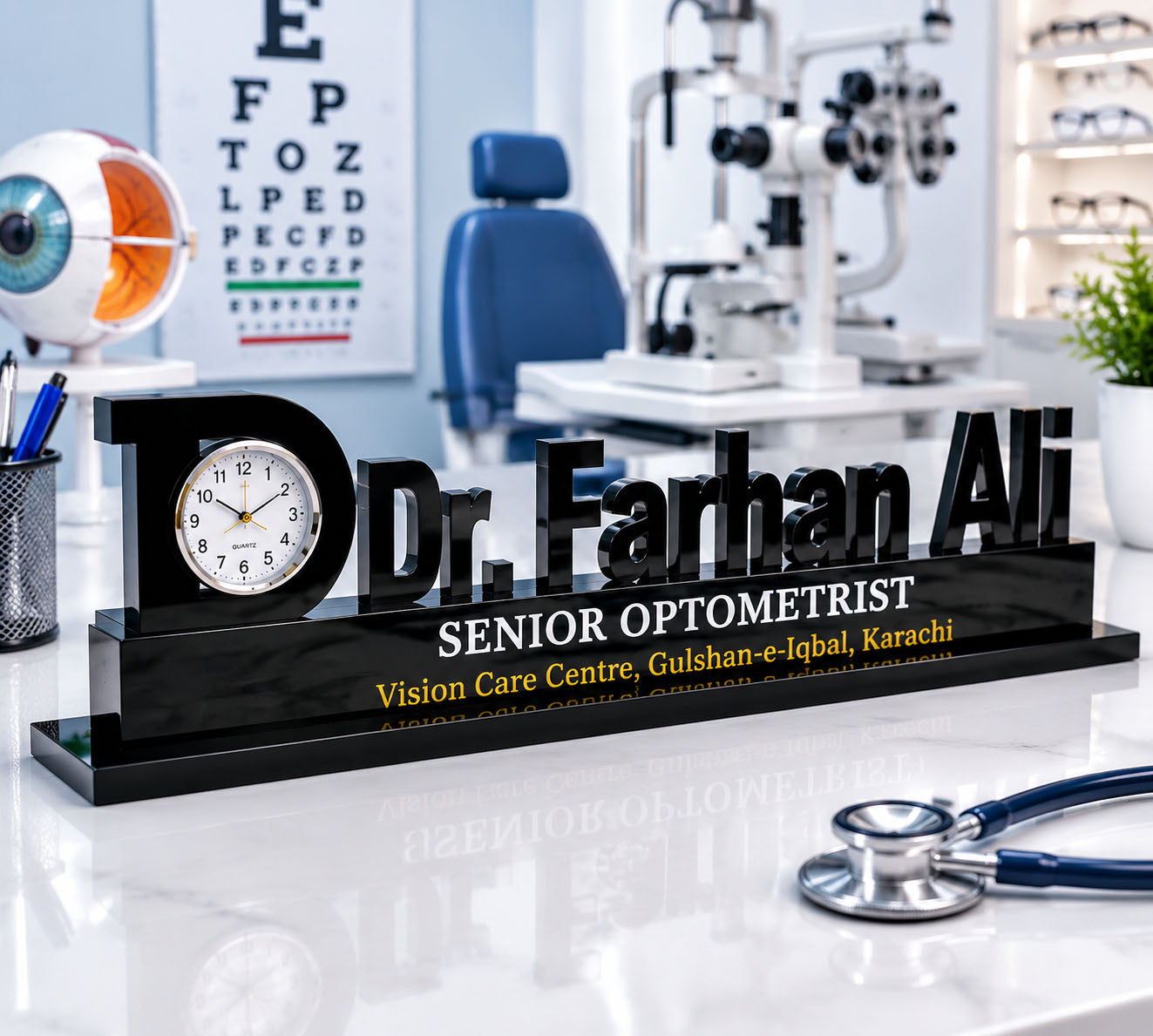 Descriptive Image of Doctor Name Table Clock -3