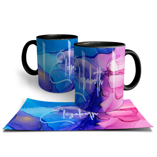 Personalized Pink & Blue Marble Mug