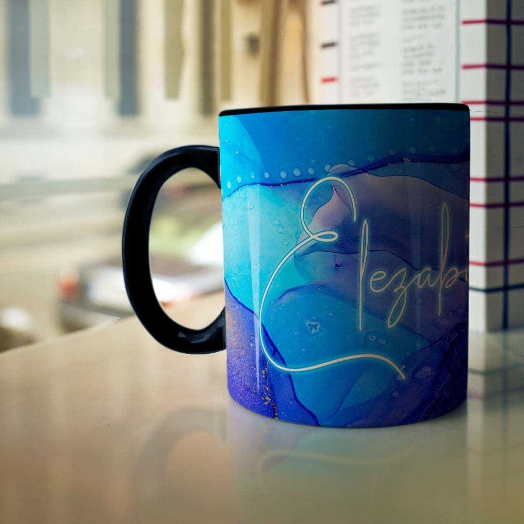 Personalized Pink & Blue Marble Mug