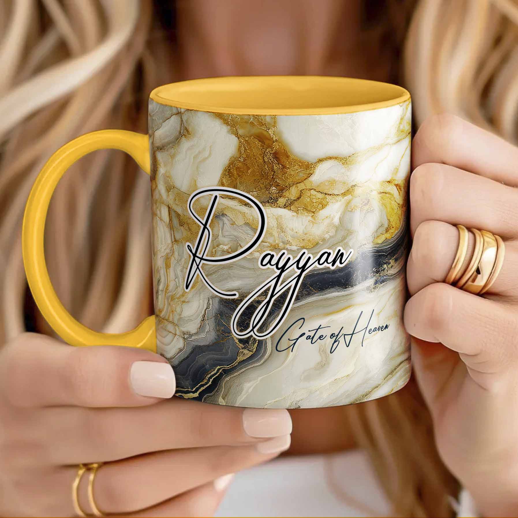 Descriptive Image of Gold & Charcoal Elegance Marble Mug (Rayyan)