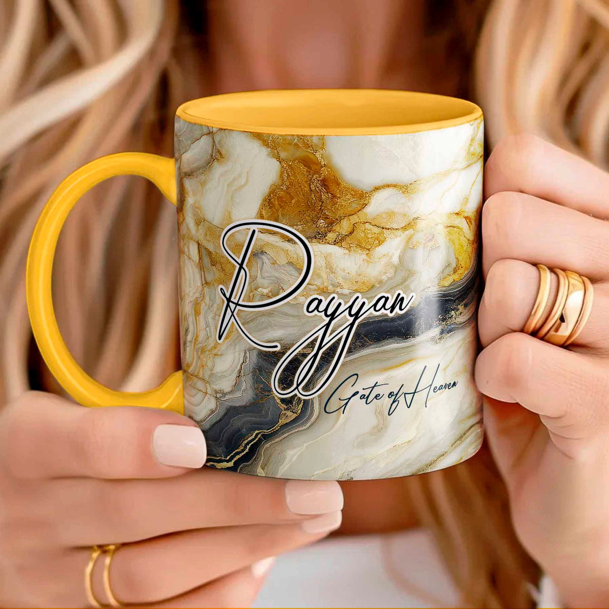 Gold & Charcoal Elegance Marble Mug (Rayyan)