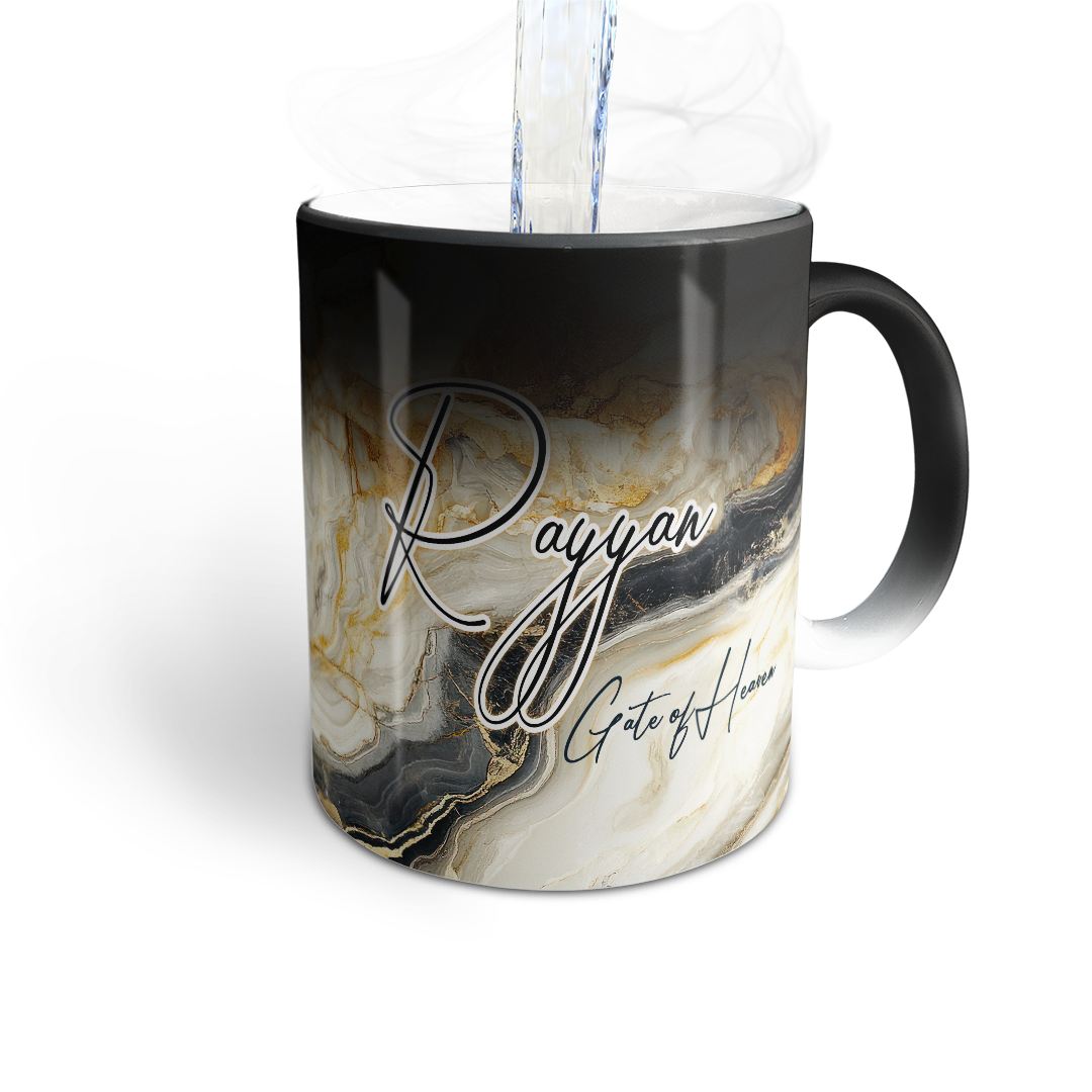 Descriptive Image of Gold & Charcoal Elegance Marble Mug (Rayyan)