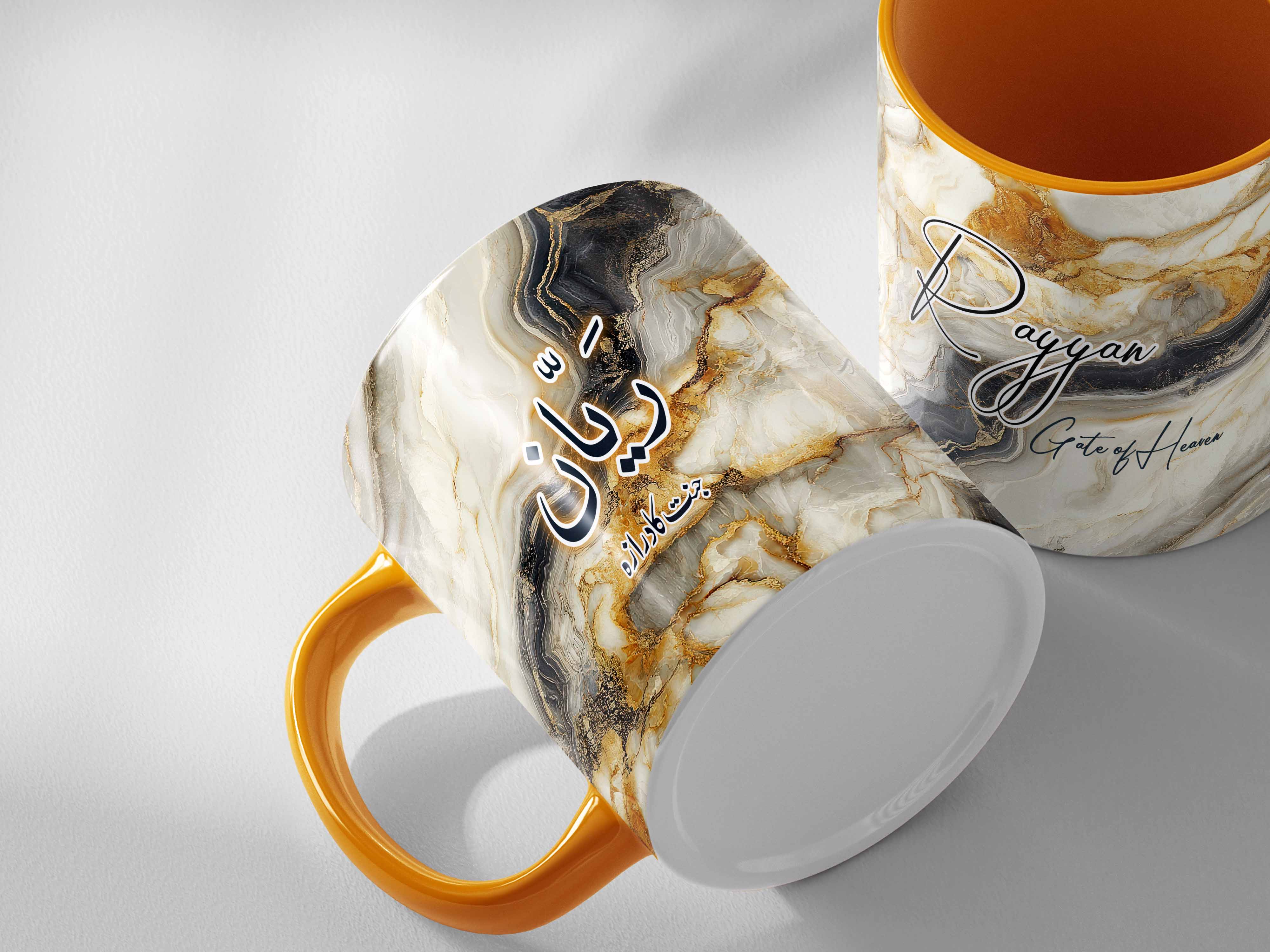 Descriptive Image of Gold & Charcoal Elegance Marble Mug (Rayyan)