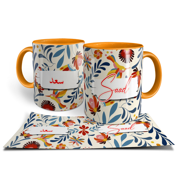 Custom Name Floral Mug – Tropical Garden Theme