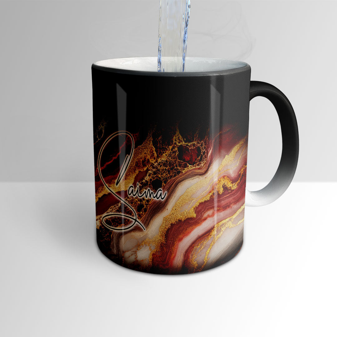 Signature Mug  - Elegant Red & Gold Marble Print - Personalized